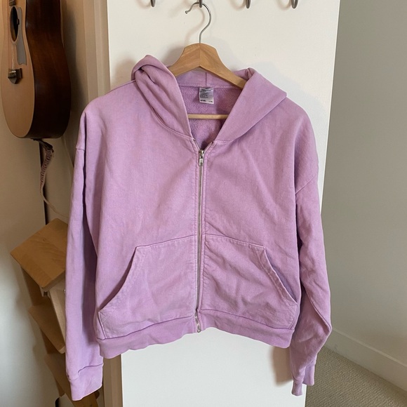 Cropped Zip Hoodie, Lavender, size L/XL, - Picture 2 of 3